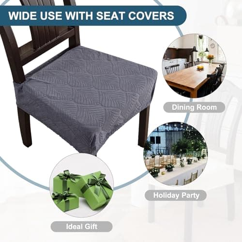 YUEANG Waterproof Stretch Seat Covers,Dining Room Chair for 2 Set Removable Washable Chair Slipcover Protectors,Rear Covers,Dark Grey - Thumbnail 5