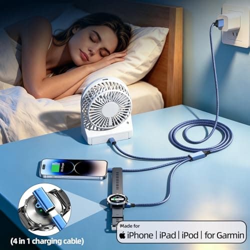 4-in-1 Multi Charging Cable for Garmin Watch/iPhone 17, USB Cable iPhone Charger Cord with USB-C/L/Micro USB Port for iPhone 17-8/iPad/Galaxy, 1 USB C Adapter Compatible with Garmin Fenix 8 7 - Thumbnail 4