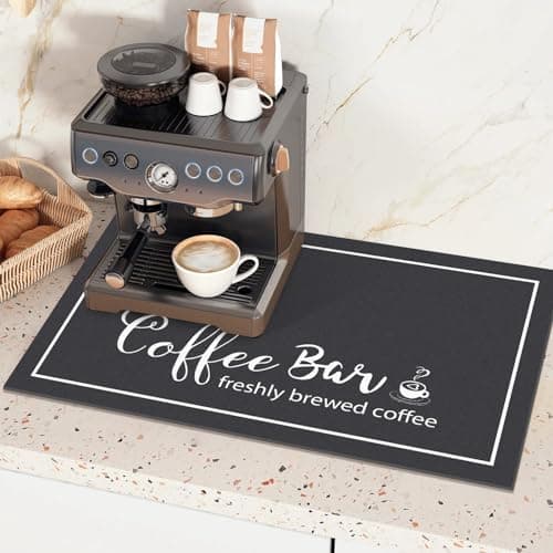 Findosom 12"x 20" Dish Drying Mat, Super Absorbent & Cuttable Coffee Mat, Hide Stain Bar Mat for Kitchen Counter, Coffee Bar Accessories, Black - Thumbnail 6