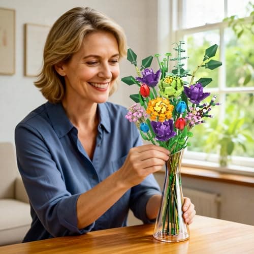 GEVINST Flowers Bouquet Building Set, Artificial Flowers Botanical Collection Kits for Home Decoration, Adults Women Teen Girls Ages 14+, Gifts for Birthdays Valentines Mother's Day - Thumbnail 2