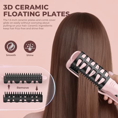 MiroPure 1.5 Inch Flat Iron, 2 in 1 Hair Straightener and Curler, 30s Fast Heating Hair Straightener with 3D Ceramic Floating Plates, 60min Auto Shut-Off, Dual Voltage for Travel (300-450°F) - Thumbnail 4