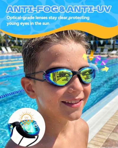 Aegend Swim Goggles Kids 3-14 Anti-Fog Leak-Proof Pool Beach Vacation - Thumbnail 3