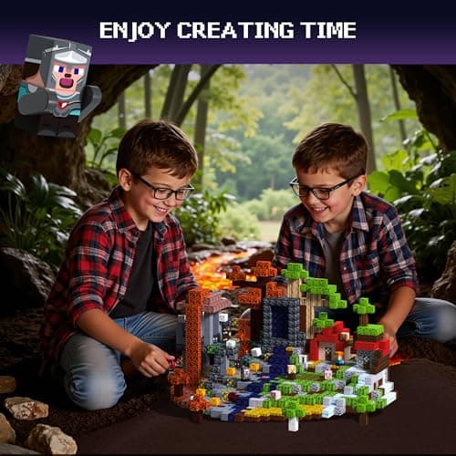 Magnetic Blocks 200 PCS Magnet Building Blocks Cubes Sensory Toys for 3-12 Years Old Gamer Player Kids, Stacking Magnets Birthday Christmas Graduation Gift Set, 0.8 Inch Block, Nether and Overworld - Thumbnail 6