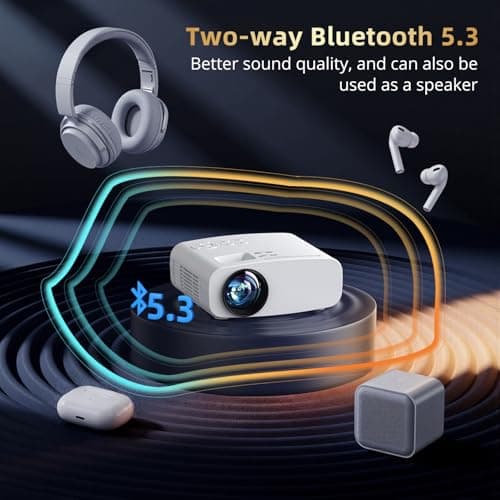 Projector with WiFi and Bluetooth, Pericat 4K Supported Native 1080P Projector, Portable Movie Outdoor Projector for Home Theater, Mini Projector Compatible with PC, HDMI, USB, TV Stick, PS5 - Thumbnail 4