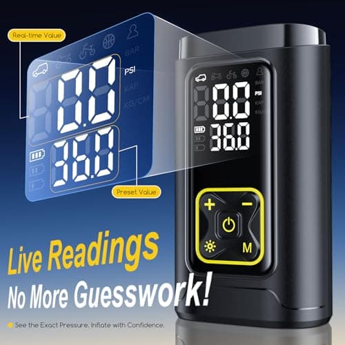 Philoent Tire Inflator Portable Air Compressor for Car Tires with Gauge, 150PSI Fast Bike Air Pump for Auto, Motorcycle, Bicycle, Balls, Digital Tire Pump with LED Light, Auto Shut-Off - Thumbnail 3