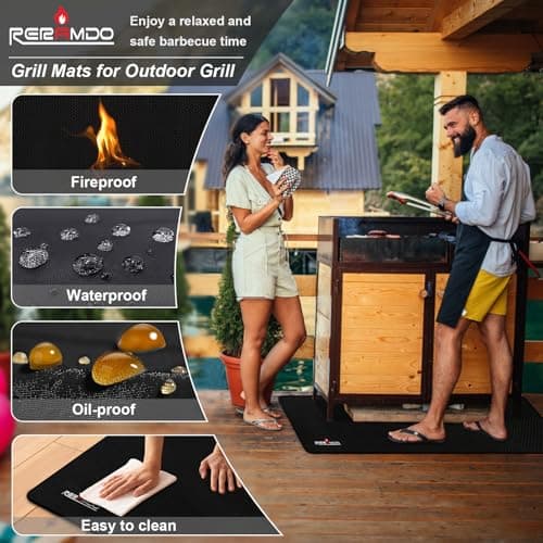 RERAMDO 48 X 30 Inch Under Grill Mats for Outdoor Grill, Double-Sided Fireproof/Waterproof/Oil-Proof Grill Pad, BBQ Matt for Under Grill, Indoor Fireplace/Fire Pit Mat, Deck and Patio Protector Mat - Thumbnail 3