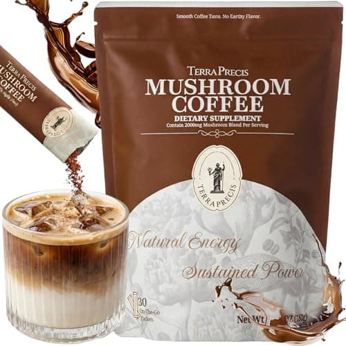 Instant Mushroom Coffee, Single Serve Postum Coffee Alternative (Low Caffeine, Sugar Free) Powder with Organic Lions Mane & Reishi for Better Energy, Focus, Digestion, Immunity, No Jitters, 30 Packets - Image 1