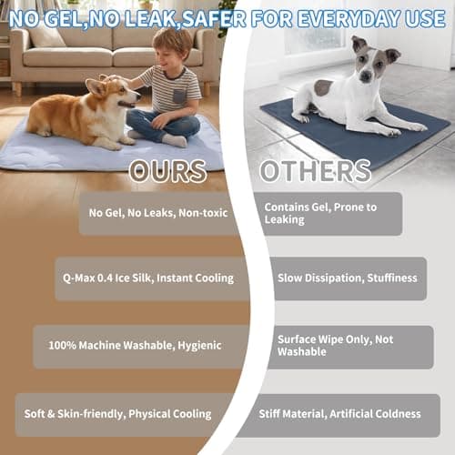 NAMOTEK Washable Dog Cooling Mat Ice Silk Cool Mat for Pet Self Comfortable Blanket Dog Pad - Thumbnail 4
