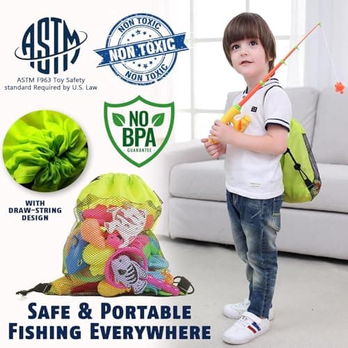 CozyBomB™ Magnetic Fishing Toys Game Set for Kids | Water Table Bathtub Kiddie Pool Party Pole Rod Net, Outdoor Plastic Floating Fish, Toddler Bath Color Ocean Sea Animals Birthday Gift Age 3-5 6 4-8 - Thumbnail 5