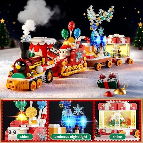 Christmas Train Building Block Set-1461PCS Surprise Christmas Countdown Toys with LED Light Collectible Holiday Block Sets Thanksgiving Xmas Gifts Home Decor for Boys Girls and Adults - Thumbnail 3