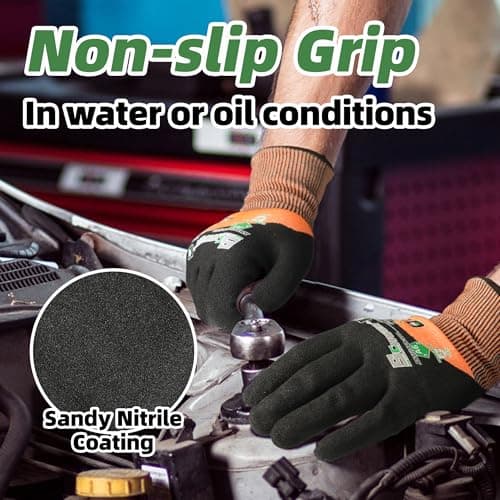 Schwer ANSI A6 Cut Resistant Gloves, CR3709 Cut Proof Work Gloves, Touch-screen Cutting Gloves, 3/4 Dipped Coating for Woodworking, Glass Metal Cutting, Construction, Fishing, M,1 pair - Thumbnail 5