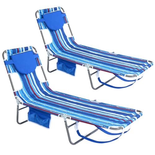 daystar SunnyFeel Beach Lounge Chair, Backpack Reclining Beach Chairs Lay Flat, Face Down Tanning Chair, Folding Camping Chairs Portable Camp Cot with Backpack Straps for Outdoor/Picnic/Lawn - Image 1