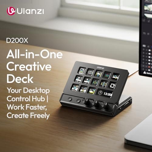ULANZI D200X Stream Controller with 3 Knobs, 14 Customizable LCD Keys Macro Keyboard, 8-in-1 USB-C Hub Docking Station with 4K HDMI Content Creator Equipment for OBS/Video Editing/Photography/PC - Thumbnail 2