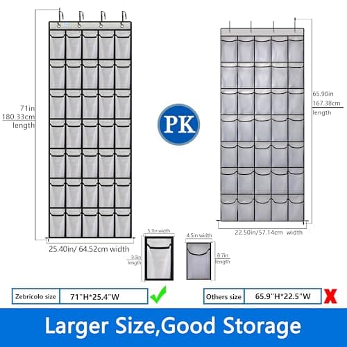 over the door shoe organizer,2025 upgraded,shoe organizer,35 Huge pockets,over door shoe organizer,Store size 13 shoes,shoe organizer,Strong material,hooks Suitable for various doors,White/black - Thumbnail 3
