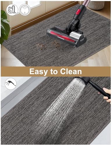 Indoor Door Mat 20"x32" - No Creases Entryway Mat, Low-Profile Dirt Trapper Front Door Mat for Inside Entrance, Non Slip Rubber Backing Inside Doormat for Entryway, Easy Clean Washable (Dark Gray) - Thumbnail 5