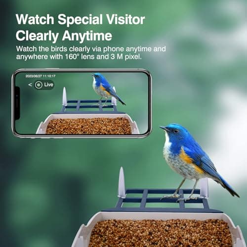 Smart Bird Feeder with Camera,AI Identify Species,Bird House with Solar Powered,Instant Arrival Alerts,2K HD Capture Video Live View,Gift for Birds Lover (Indigo Blue) - Thumbnail 5