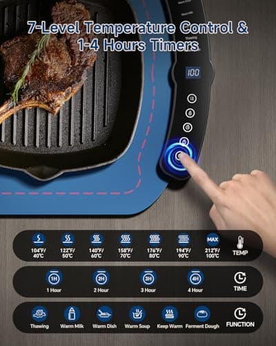 Warming Mat for Food, Food Warming Mat with 7 Temp Master Aadjustable Warming Tray, Thermochromic Line, Roll Up Buffet Hot Plates Heat Pad Full Sized Electrical - Thumbnail 2