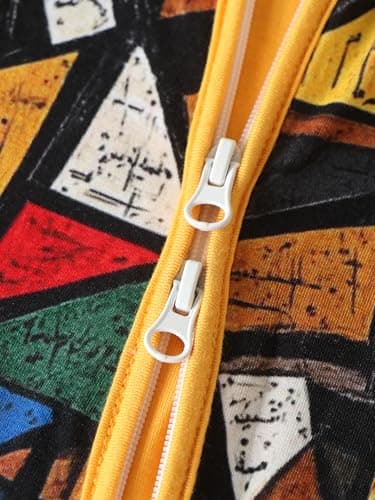 Joonberry Infant Baby Girl Clothing Bamboo Rayon Footies, Newborn outfit Footed Long Sleeve Jumpsuit with Zipper and Mitten Cuffs (Geometric Pattern, 6-9M) - Thumbnail 4