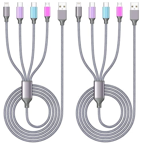 Multi Charging Cable 4ft 2Pack 4 in 1 Charger Cord,Dual Tyep-C Rapid Cable