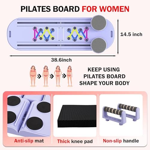Plymax Pilates Board - Mini Pilates Reformer, Portable Pilates Reformer Board for Home Workout, Foldable Multifunctional Pilates Slider Board with with App Counter Included - Thumbnail 4