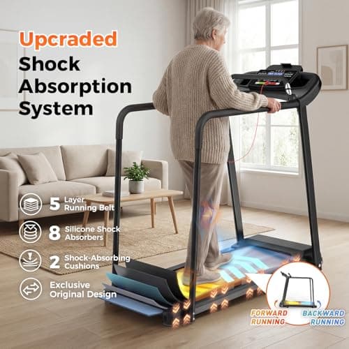 Lastforever Walking Treadmills with Extended Handrails, 2.5HP Quiet Motor, Heart Rate Monitor, 310 lbs Capacity, Treadmill for Seniors, Recovery & Home Jogging - Thumbnail 3