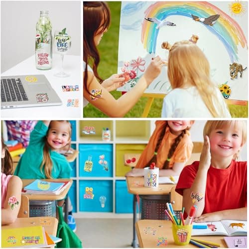 XIFUNNYSTK 300Pcs Transparent Stickers for Kindle Water Bottles Laptop Waterproof Decal for Scrapbook Luggage Phone Sticker for Teens School Students Gifts Classroom Party Favors Decoration Crafts - Thumbnail 4