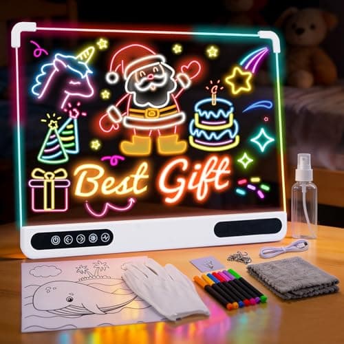 Rechargeable Led Drawing Board, 16" Glow Doodle Light-Up Tablet with 13 Color Effects, Neon Dry Erase Pad with Stand, 7 Markers & Tracing Book, Birthday Holiday Day Gifts Gifts for Kids/Girls/Teens - Image 1