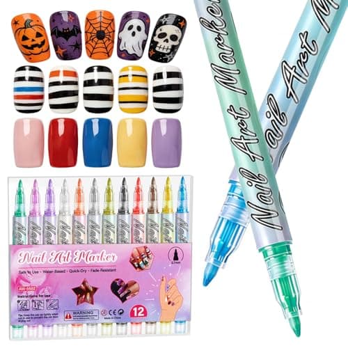 Watofun 0.7mm Nail Art Pens Set 12 Colors Nail Art Markers for DIY Painting Nails, Drawing, Dotting & Liner Designs, Nail Pens for Adults & Teens Nail Art, Home Salon Beauty Manicure Tools, 2026 New - Image 1