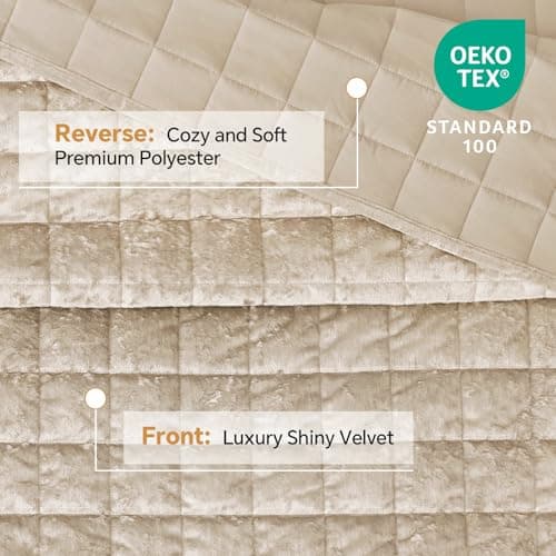 BEDELITE Velvet Quilt Set King Size - Luxury Velvet Comforter Bedding Set 3 Pieces, Lightweight Soft Cozy Shiny Urban Taupe Oversized Bedspread Coverlet for All Seasons with 2 Pillow Shams - Thumbnail 2