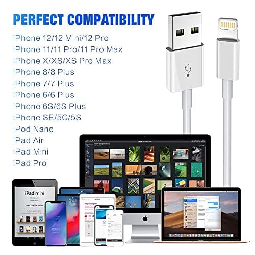 iPhone Charger 3Pack Apple MFi Certified Apple Charger 6FT, Lightning Cable 6FT Compatible with iPhone 14/13 /12 Mini Pro Max SE 11 Xs Max XR X 8 7 6 Plus 5S iPad Pro - Thumbnail 6
