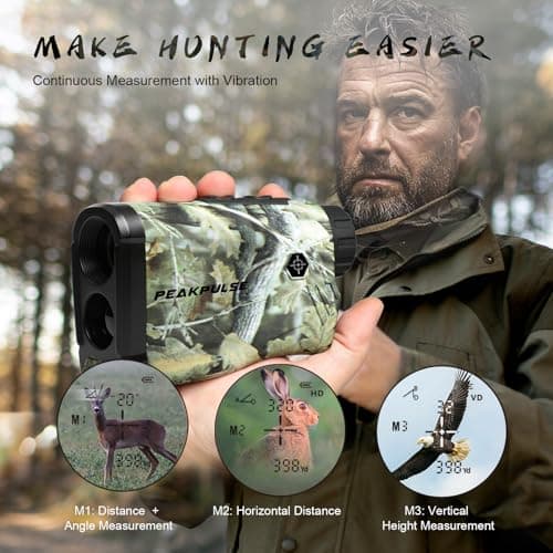PEAKPULSE Hunting Range Finder 1400Yds - 6X Zoom, Angle Compensation, IP54 Waterproof for Deer & Bow Hunter - Thumbnail 4