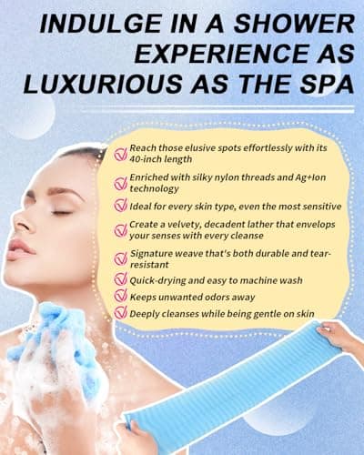 3 Pack Back Exfoliator for Shower and Dead Skin Removal, Exfoliating Body Scrubber for Smooth Skin Japan Washcloth for Shower & Bath, Versatile Body Scrub Towel - Thumbnail 3