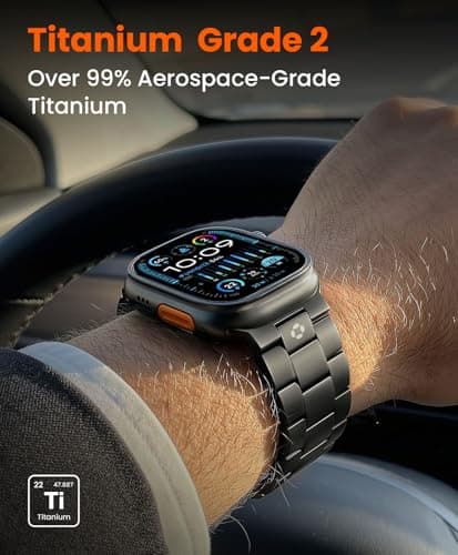 FiNESTONE Titanium Band for Apple Watch ULTRA & ULTRA 2 - Adjustable Apple Watch ULTRA Band 49mm - Magnetic Clasp and DLC Coating - Pure-Titanium, Lightweight, Black - Thumbnail 2