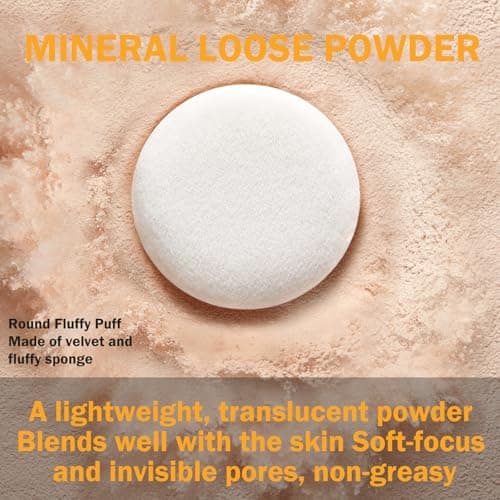 Loose Face Powder, Mineral Powder SPF 30, Setting Powder with Powder Puff, Oil Control, Buildable Coverage, Natural Matte Finish, Powder Sunscreen for Face & Scalp (Medium) - Thumbnail 5
