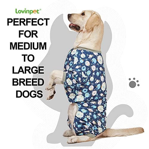 LovinPet Giant Dog Pajamas, Jellyfish and Starfish Deep Sea Print, Clothes for Dogs, Lightweight Pullover Large Puppy Pajamas, Large Breed Full Coverage Dog Jammies, Pet PJ's, 3XL - Thumbnail 3