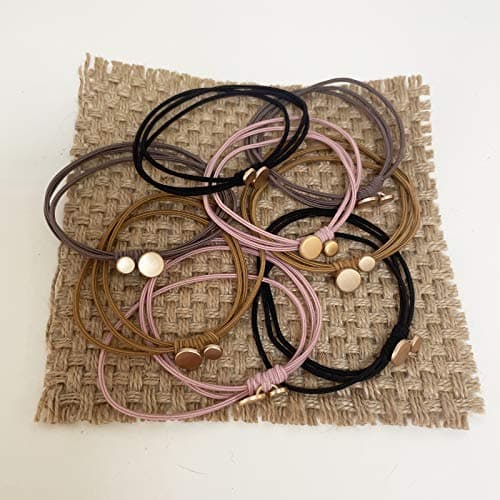 UDeBe Fashion Hair Ties with Metal Circle Beads, Thin Hair Elastics Tie Korean, Colorful 8 Counts. - Thumbnail 4