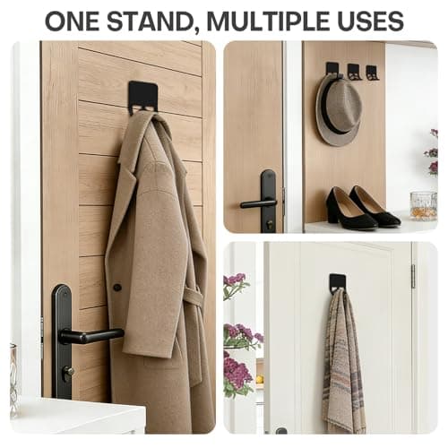 Nezylaf Wall Mount Headphone Stand, 2-in-1 Bendable Silicone Controller Holder, Adhesive Under Desk Hook for Gaming Office & Home, Fits All Headphones for PS5 Xbox Controllers - 1 Pack (Black/White) - Thumbnail 5
