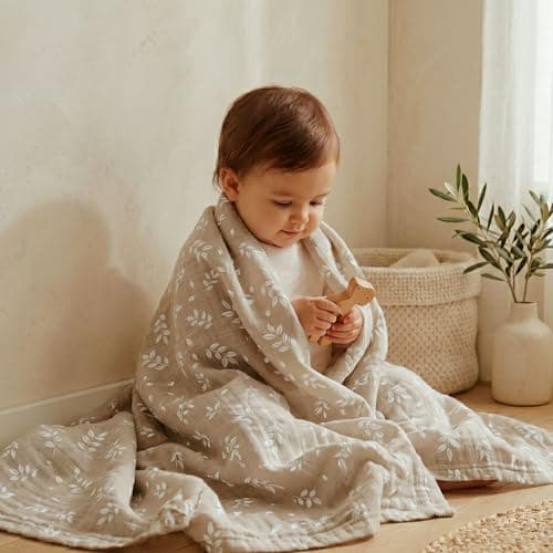 GLLQUEN BABY Muslin Swaddle Blankets 4-Pack Breathable Receiving Blankets (35" x 40") Soft Baby Blankets for Girls and Boys Newborn Essentials Muslin Burp Cloths Swaddle Wrap Baby Gift(Sunflower) - Thumbnail 3