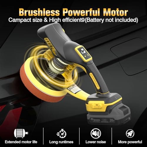 20V Cordless Car Buffer Polisher Kit（Only Tool）Dual Action Random Orbital Polishing with 6-Speed 2800-6000RPM for Auto Detailing, Waxing & Paint Correction - Thumbnail 2