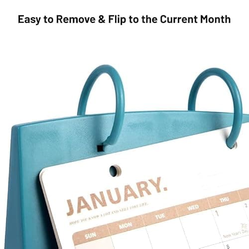 Bibiage Small Desk Calendar 2025-2026, Dec 2025 to Dec 2026, Monthly Decorative Flip Calendar for Desk with to Do List, Cute Desk Decor, Office Supplies, 7" x 6.5", Blue - Thumbnail 6
