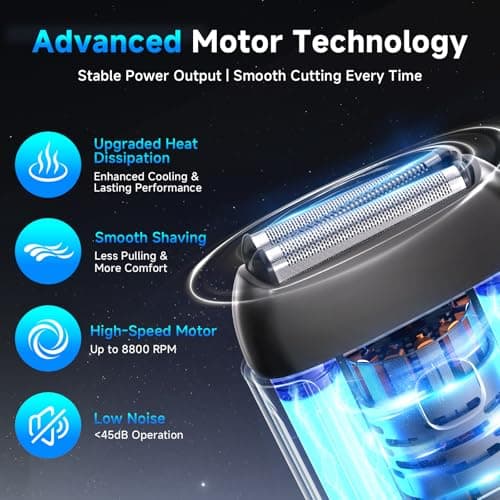 Electric Foil Shavers for Men: Mini Electric Razor with 3 Floating Blades, IPX7 Waterproof Foil Shaver, USB-C Rechargeable Shavers for Men with Travel Lock, Compact Grooming Gift for Home & Travel - Thumbnail 3