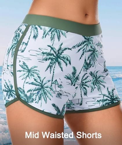 MFAVIP Tankini Swimsuits for Women 2026, Tummy Control Two Piece Bathing Suits, Blouson Tank Tops with Board Shorts Military Green - Thumbnail 4