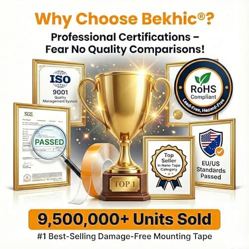Bekhic Double Sided Tape Heavy Duty, Clear Mounting Tape Nano Double Sided Adhesive Tape,Picture Hanging Adhesive Strips (9.85FT) - Thumbnail 4