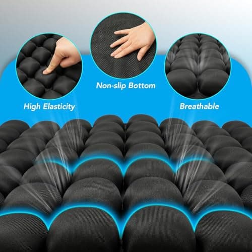 RUIERS Inflatable Seat Cushion 56 Air Bubble Cell Advanced Pressure Relief for Office Chair, Car, Wheelchair, Long Sitting & Travel – Tailbone, Hemorrhoid & Sciatica Pain Relief Pillow - Thumbnail 6