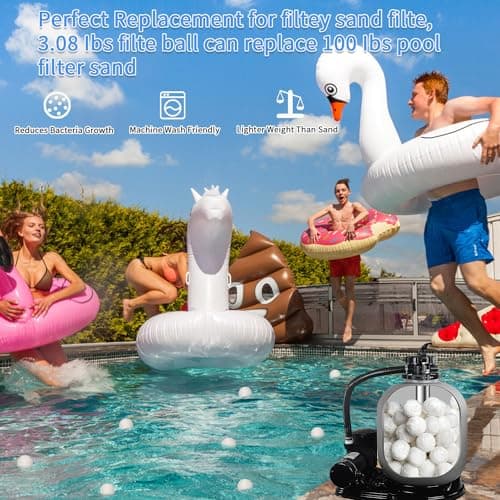 Hsyydzi 3.1 lbs Pool Filter Balls for Sand Filter Pump for Above Ground Pool, Eco-Friendly Reusable Fiber Filter Media Ball for Swimming Pool Sand Filters (Equals 100 lbs Pool Filter Sand) - Thumbnail 5