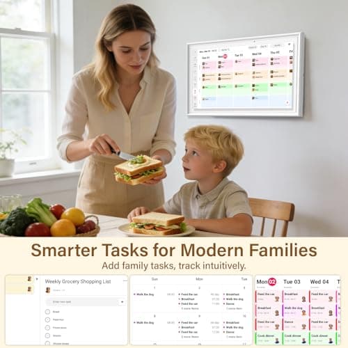 15.6" Digital Calendar, Planner Electronic Calendar & Chore Chart, Touchscreen Interactive Electronic Organizer for Monthly, Weekly & Daily Agenda, Chore Chart, Digital Photo Display, Wall & Desk Mountable - Thumbnail 5