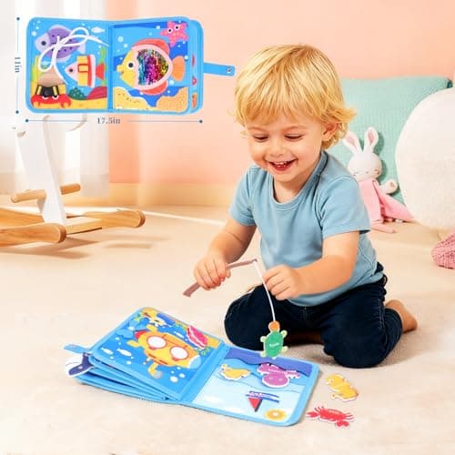 Ocean Busy Book for Toddlers 1-3 Montessori Toys Busy Board for 1 Year Old Boy Gifts Girl Toys Educational Learning Quiet Activity Books Toddler Easter Basket Stuffers Travel Toys Sea Animals - Thumbnail 5