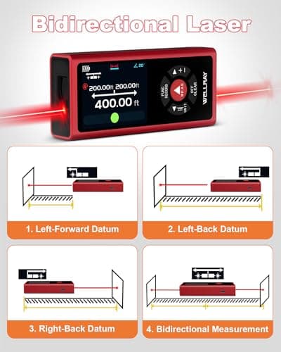 Dual Laser Measuring Tool, Rechargeable Laser Measure Tool with Long-Lasting Battery, 400Ft Laser Distance Meters with ±1/16" Accuracy, Laser Measurement Tool with Bubble Level for DIY Home Outdoor - Thumbnail 5
