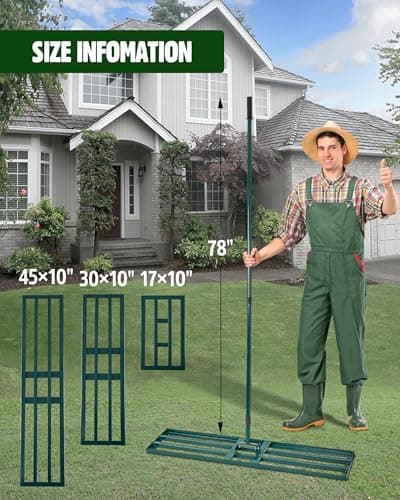 Lawn Leveling Rake,Stainless Steel Lawn Leveler with 45”x10” Ground Plate, 78” Adjustable Long Handle, Heavy Duty Large Level Yard Tool for Grass, Golf Field, Level Soil or Dirt Ground Surfaces-Green - Thumbnail 5