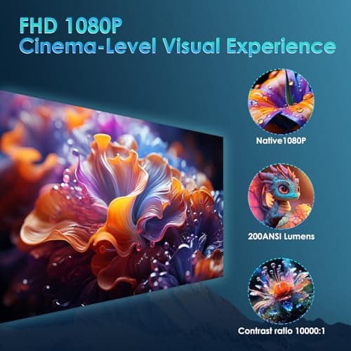 [ Auto Focus / 1080P Native ] Mini Projector with Wifi and Bluetooth 5.4, Portable 4K Projectors for Outdoor Movies/Bedroom, Smart Proyector with Apps Built-in, Auto Keystone and Short Throw ( 2026 ) - Thumbnail 2